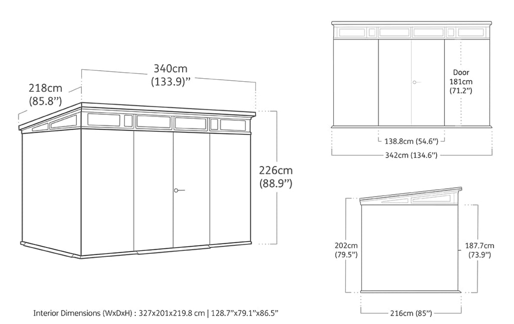 Keter Cortina 11x7 Garden Shed 342 x 218 x 226 cm, Grey