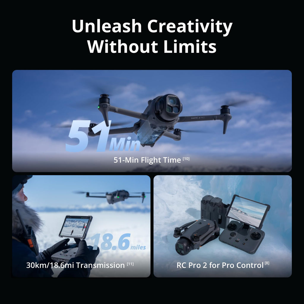 DJI Mavic 4 Pro Drone With DJI RC 2, Flagship Tri-Camera Drone