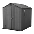 Keter Darwin 6x8 Ft Resin Storage Shed, Graphite Gray – Double Doors with Window & Skylight