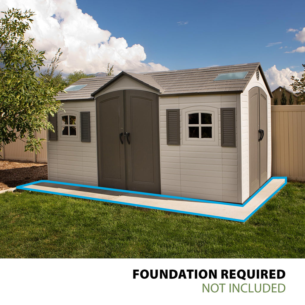 Lifetime 15×8 Ft Dual‑Entry Outdoor Storage