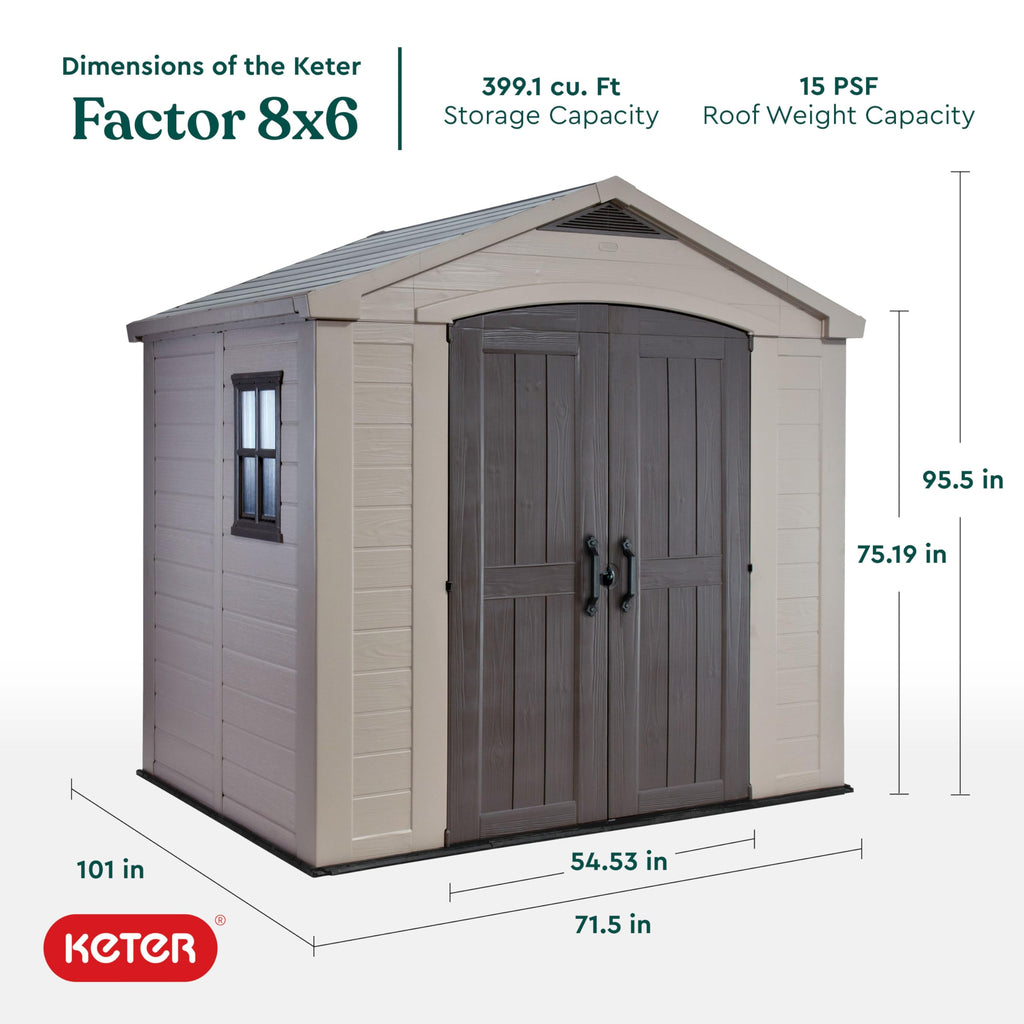 Keter Factor (8x6 ft) Large Resin Outdoor Storage