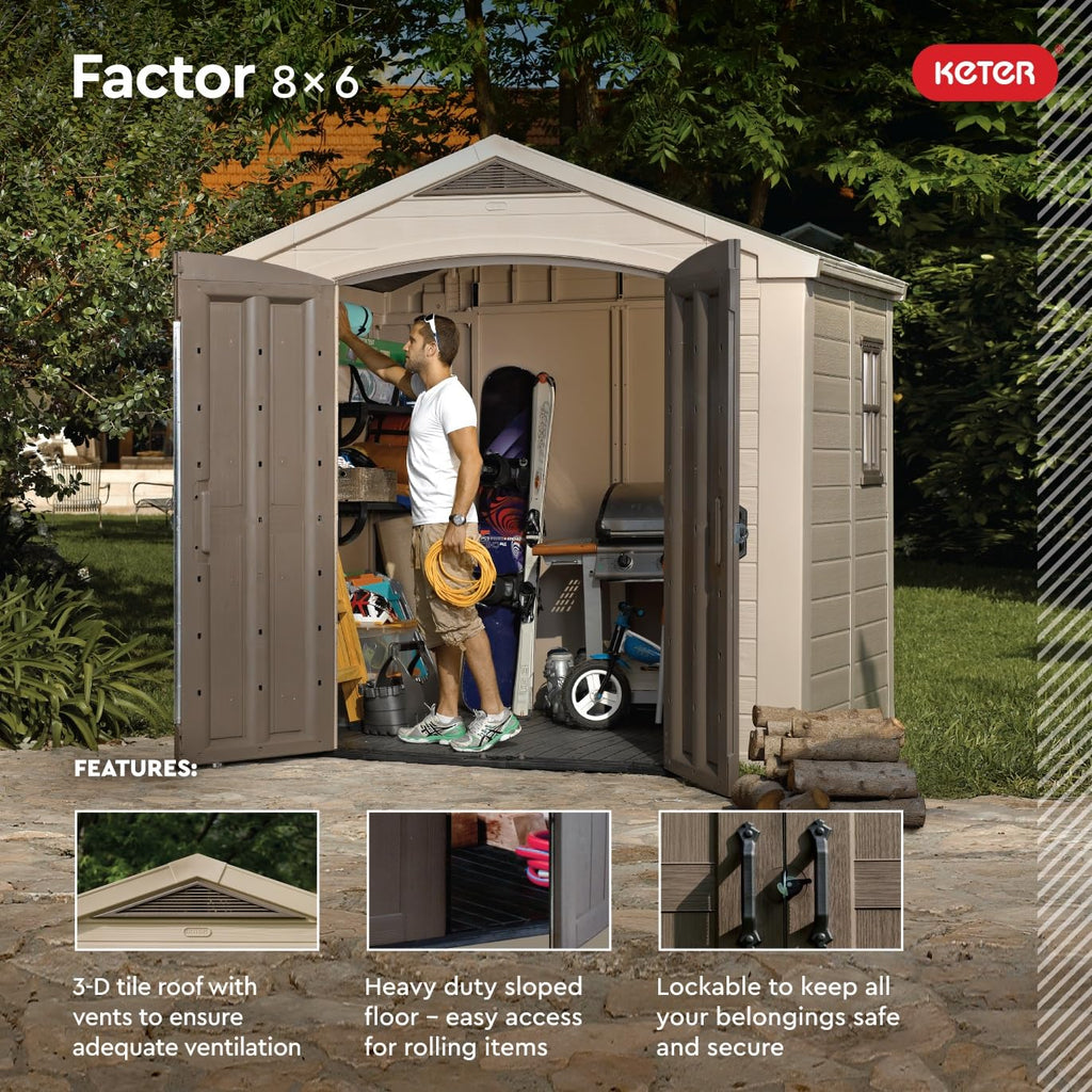 Keter Factor (8x6 ft) Large Resin Outdoor Storage