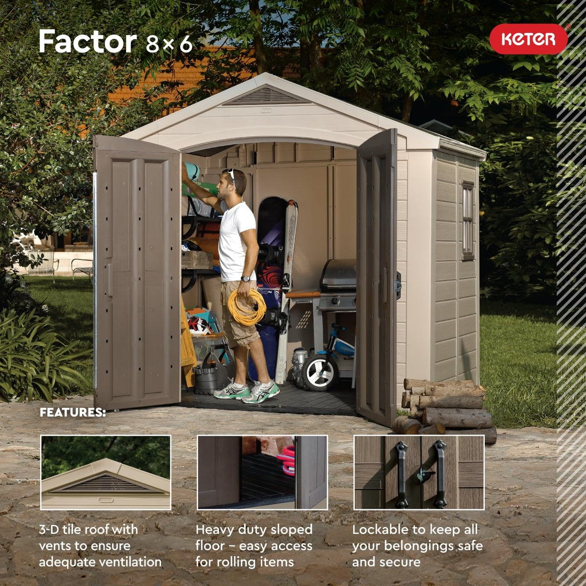 Keter Factor (8x6 ft) Large Resin Outdoor Storage