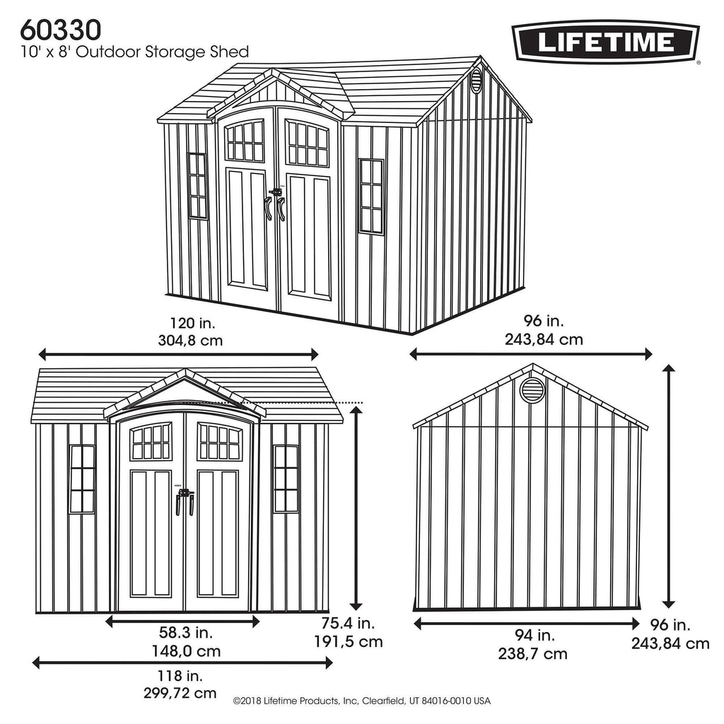 Lifetime 10 ft x 8 ft Outdoor Storage Shed