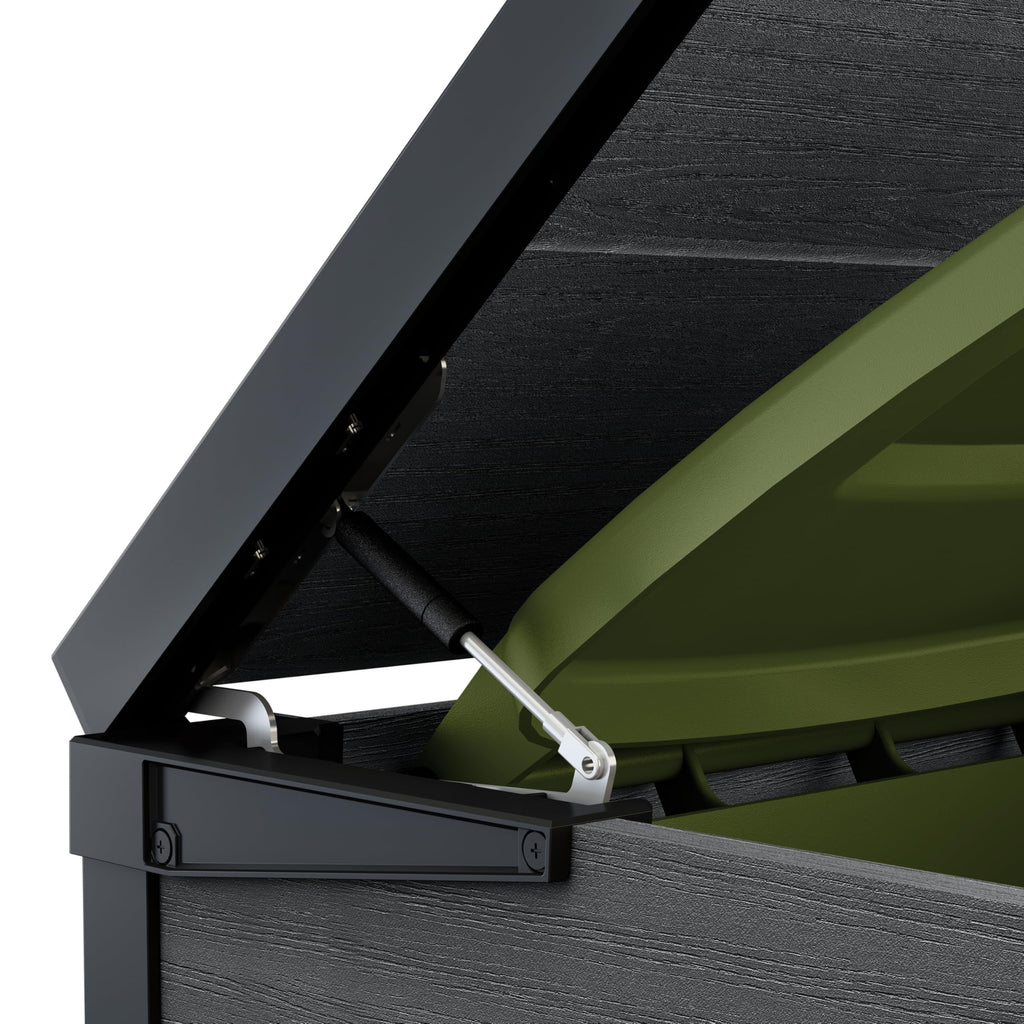 Keter 240L Hideaway 3-Bin Storage Unit | Evotech Wood-Effect, Weather-Resistant | Fits Three 240L Wheelie Bins | Steel & Aluminium Frame | Hydraulic Lids for Easy Access | Outdoor Bin Store
